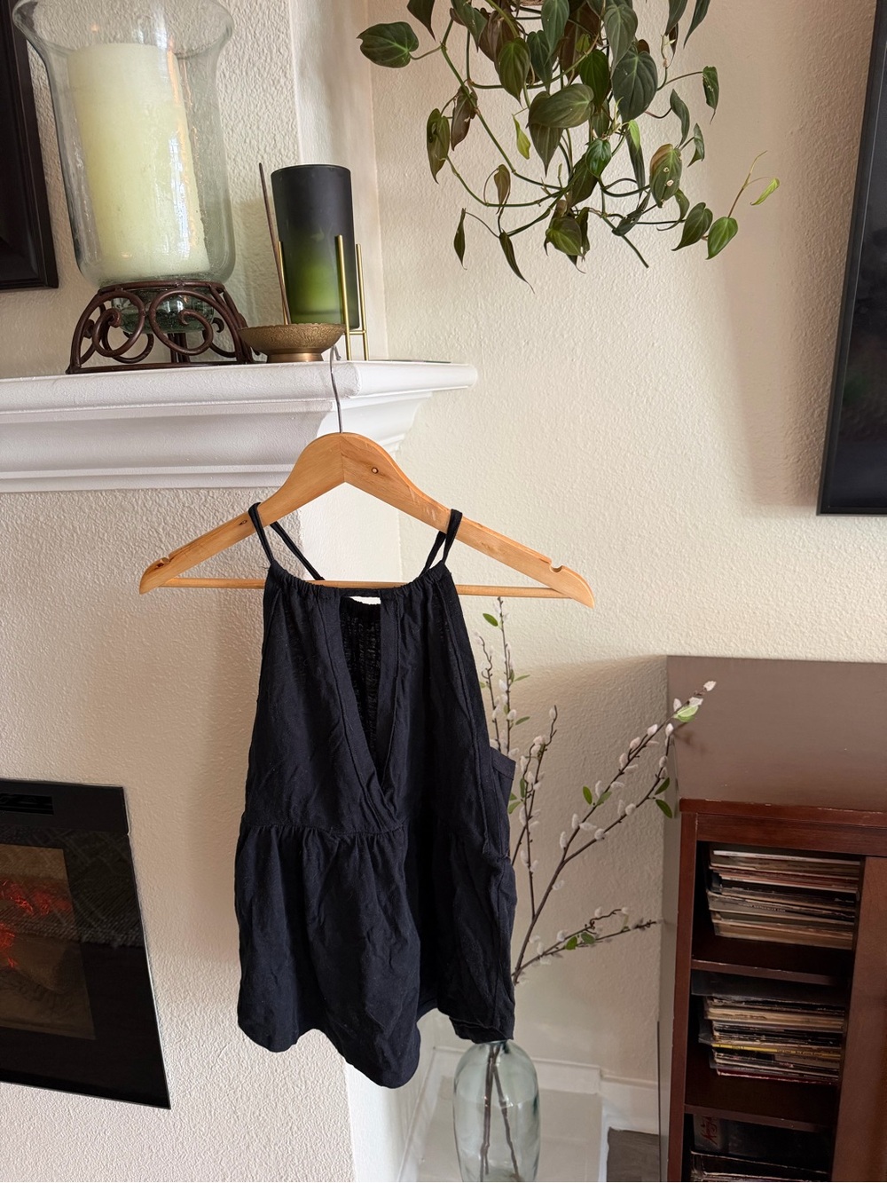 American Eagle Outfitters High-neck Black Sleeveless Babydoll Top